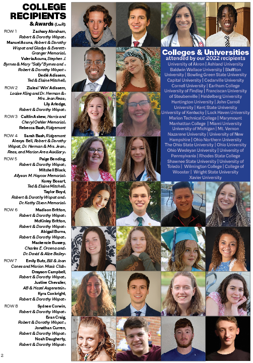 2022 Scholarship Recipients Marion Community Foundation